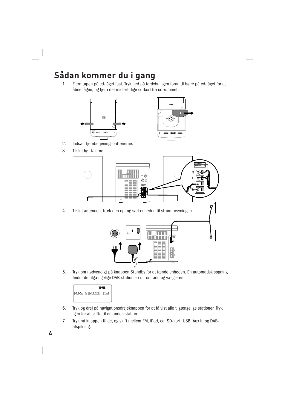 Sådan kommer du i gang, Da4b8a>22 | Pure Sirocco 150 User Manual | Page 62 / 88