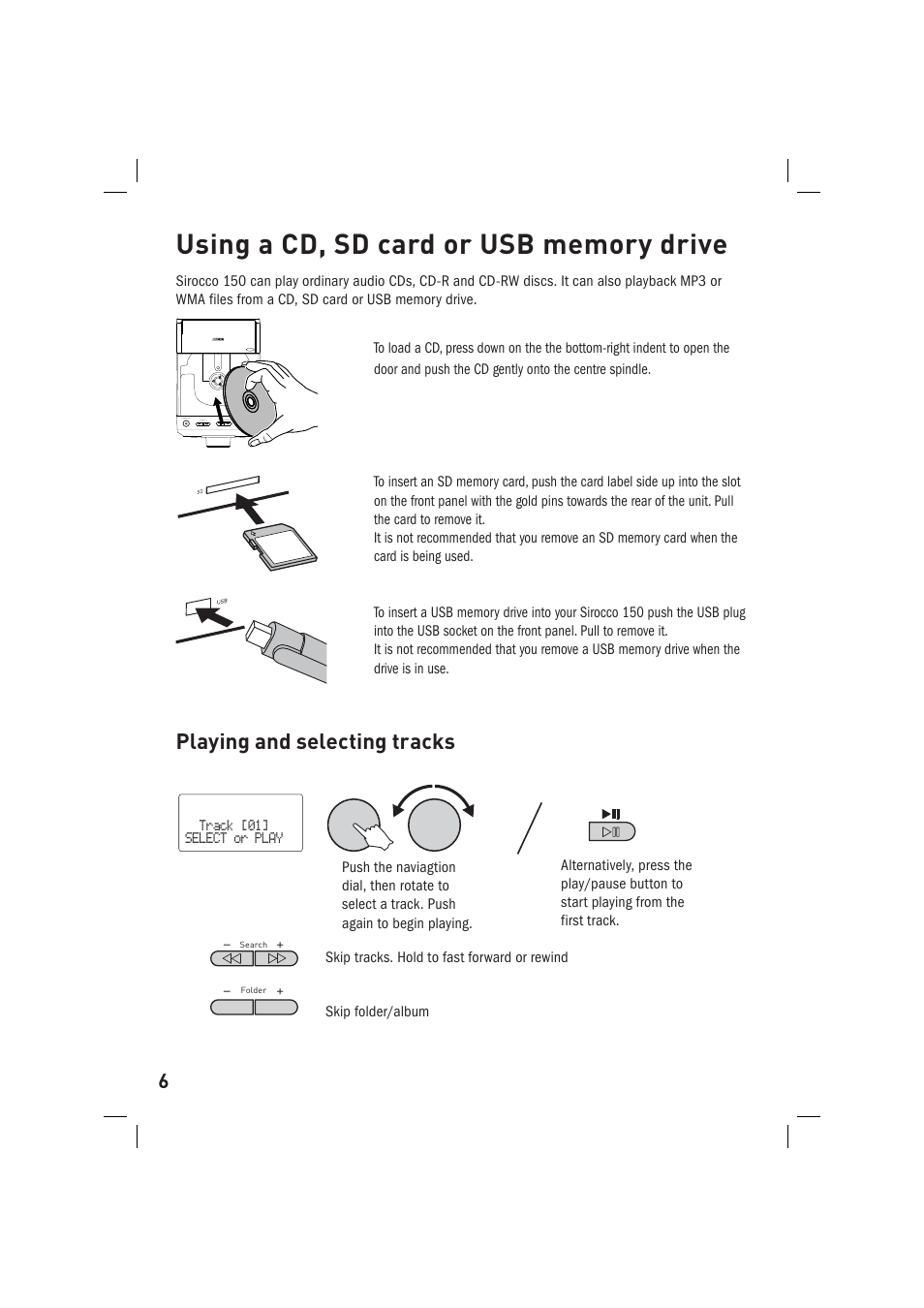 Playing and selecting tracks | Pure Sirocco 150 User Manual | Page 8 / 88