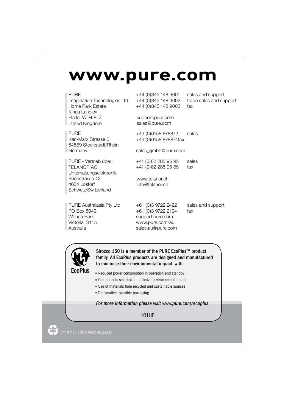 Pure Sirocco 150 User Manual | Page 88 / 88