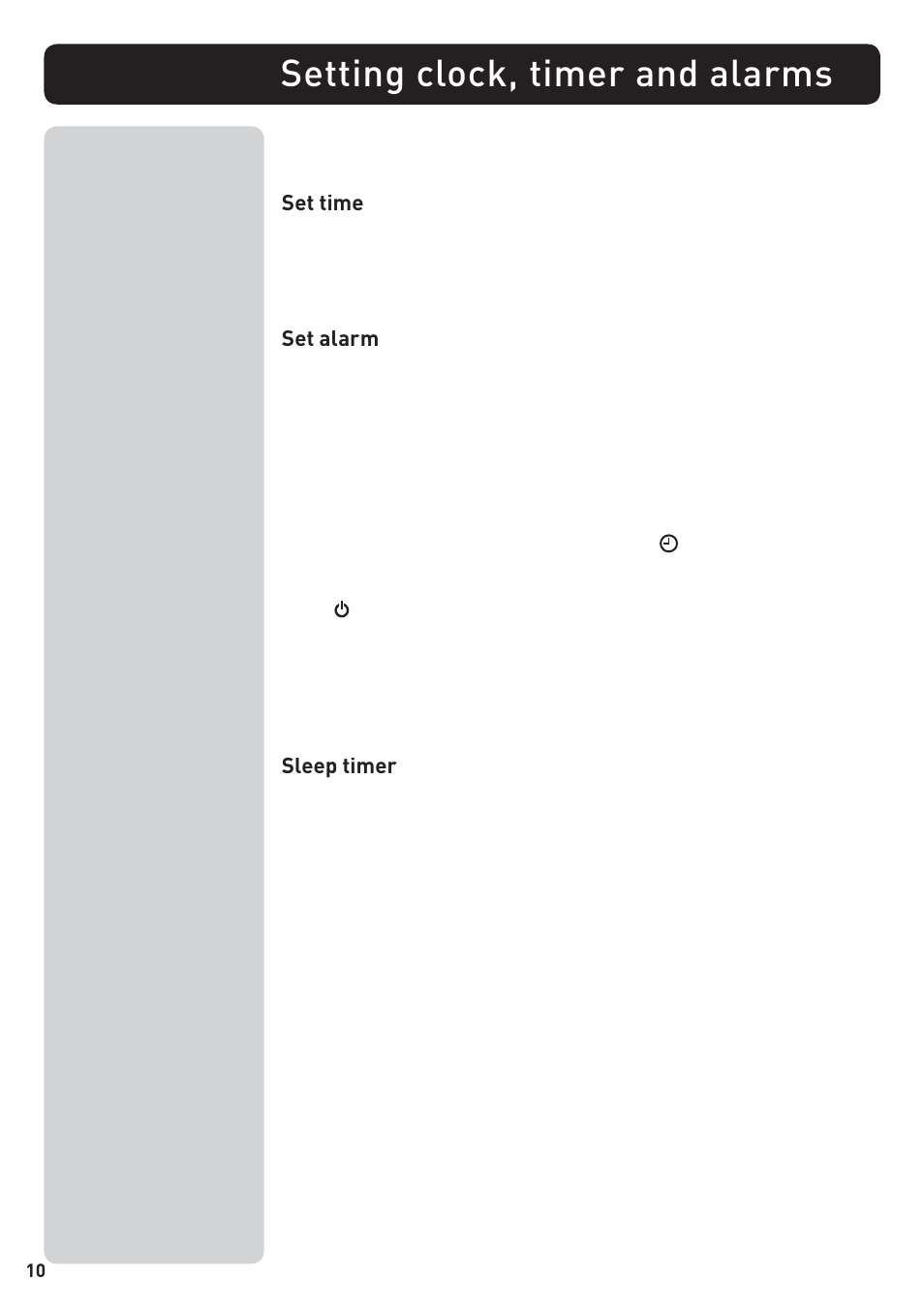 Setting clock, timer and alarms | Pure DTM-300 - User Guide User Manual | Page 12 / 16