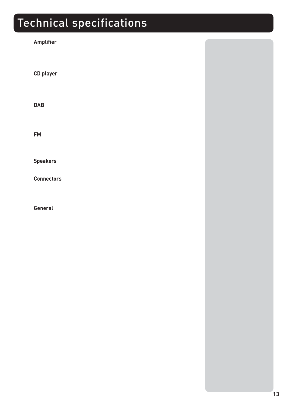 Technical specifications | Pure DTM-300 - User Guide User Manual | Page 15 / 16