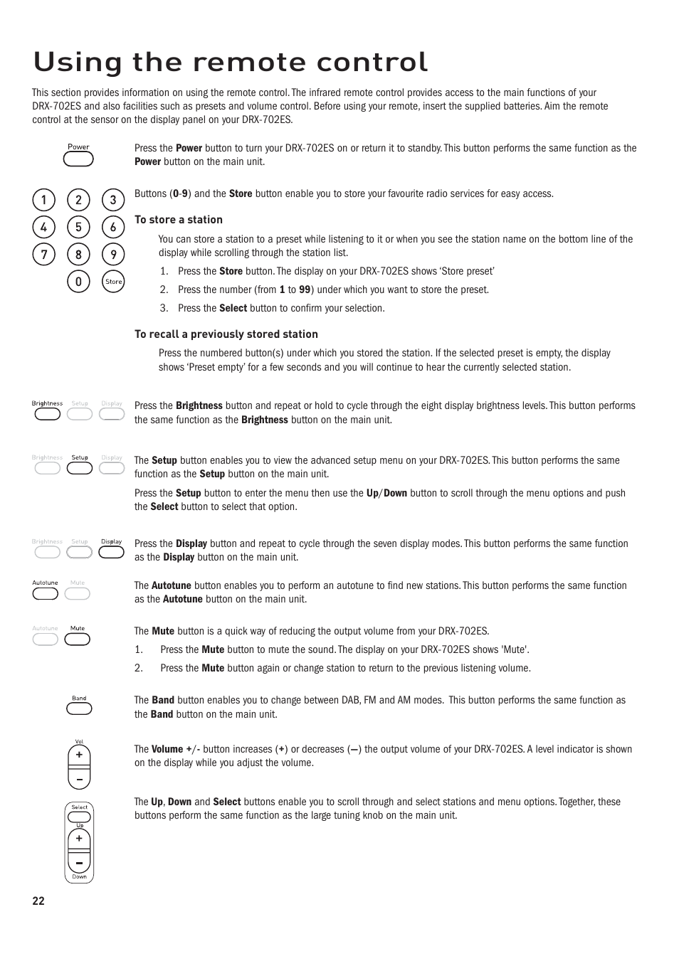 Using the remote control | Pure DRX-70x series tuners User Manual | Page 12 / 16