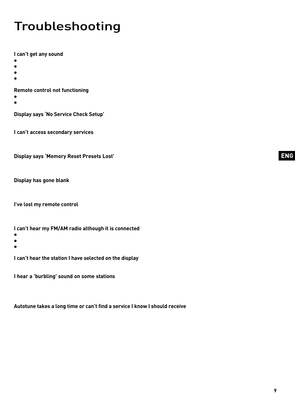 Troubleshooting | Pure DRX-601 series tuners User Manual | Page 11 / 15