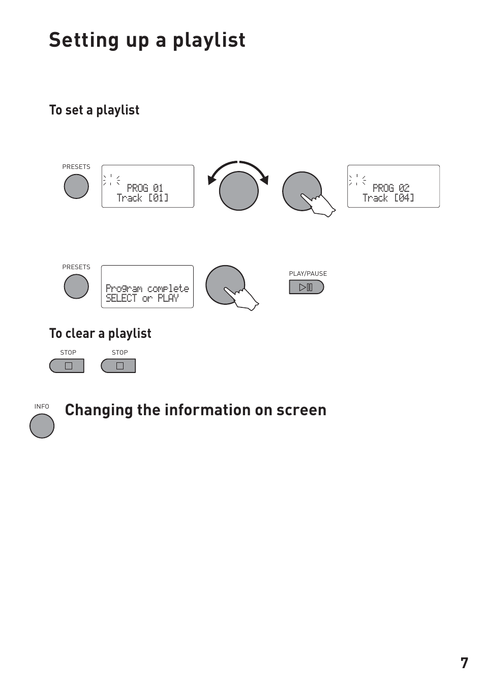 Setting up a playlist, Changing the information on screen | Pure DMX-20 User Manual | Page 9 / 14