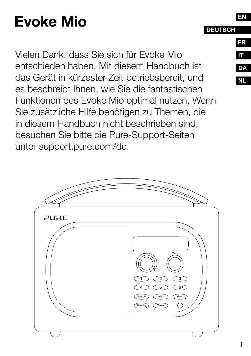 Es fr it deutsch es nl da es en | Pure Evoke Mio Deutsche Grammophon User Manual | Page 21 / 112