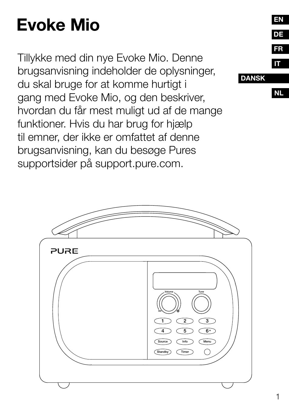 Es dansk de es en es fr it nl | Pure Evoke Mio Deutsche Grammophon User Manual | Page 75 / 112