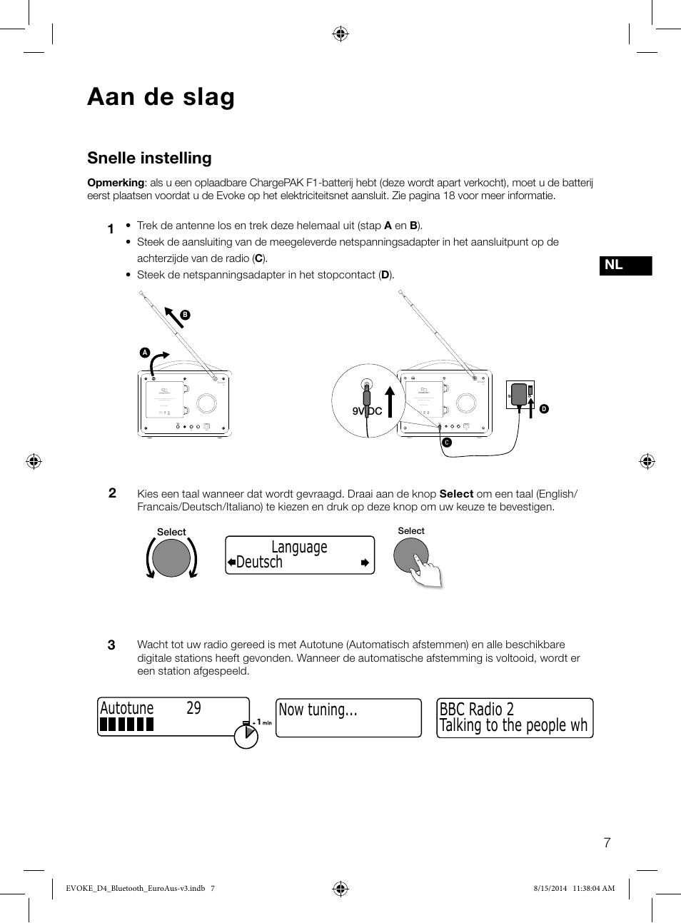 Aan de slag, Talking to the people wh bbc radio 2, Snelle instelling | Now tuning, Deutsch language, Autotune 29 | Pure Evoke D4 with Bluetooth User Manual | Page 119 / 136