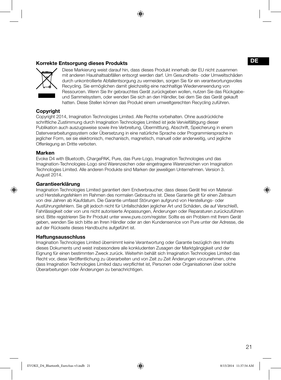 Pure Evoke D4 with Bluetooth User Manual | Page 45 / 136