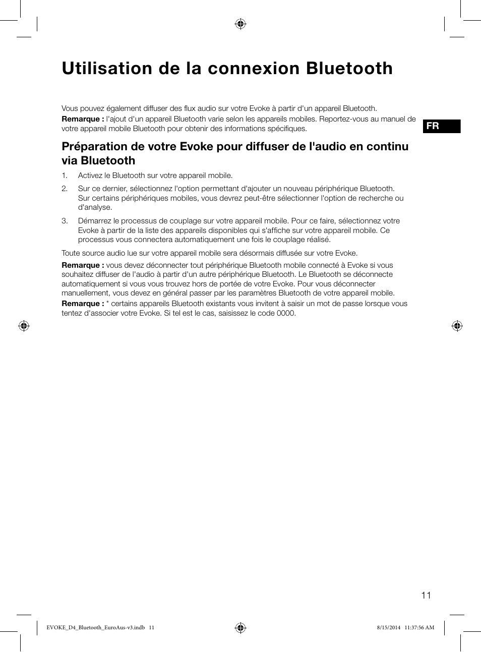 Utilisation de la connexion bluetooth | Pure Evoke D4 with Bluetooth User Manual | Page 57 / 136
