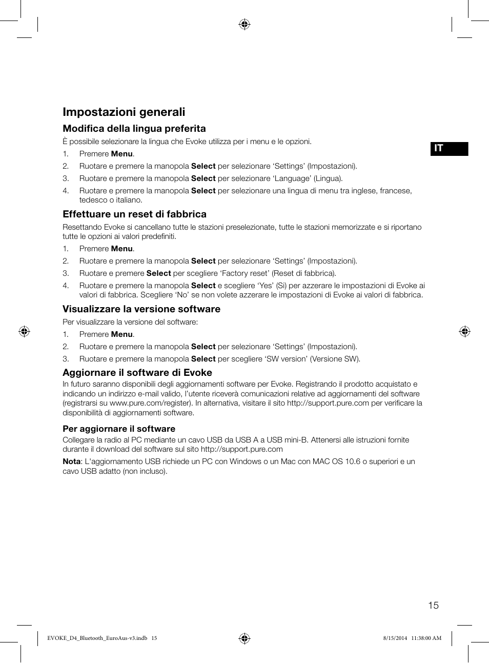 Impostazioni generali | Pure Evoke D4 with Bluetooth User Manual | Page 83 / 136