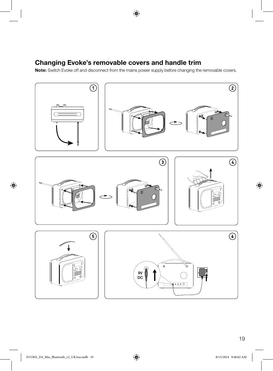Changing evoke’s removable covers and handle trim | Pure Evoke D4 Mio with Bluetooth User Manual | Page 21 / 28
