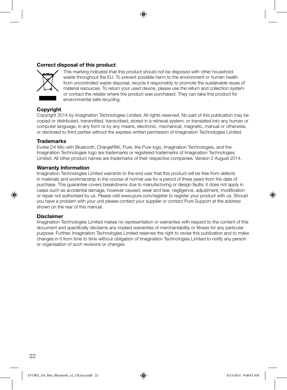 Pure Evoke D4 Mio with Bluetooth User Manual | Page 24 / 28