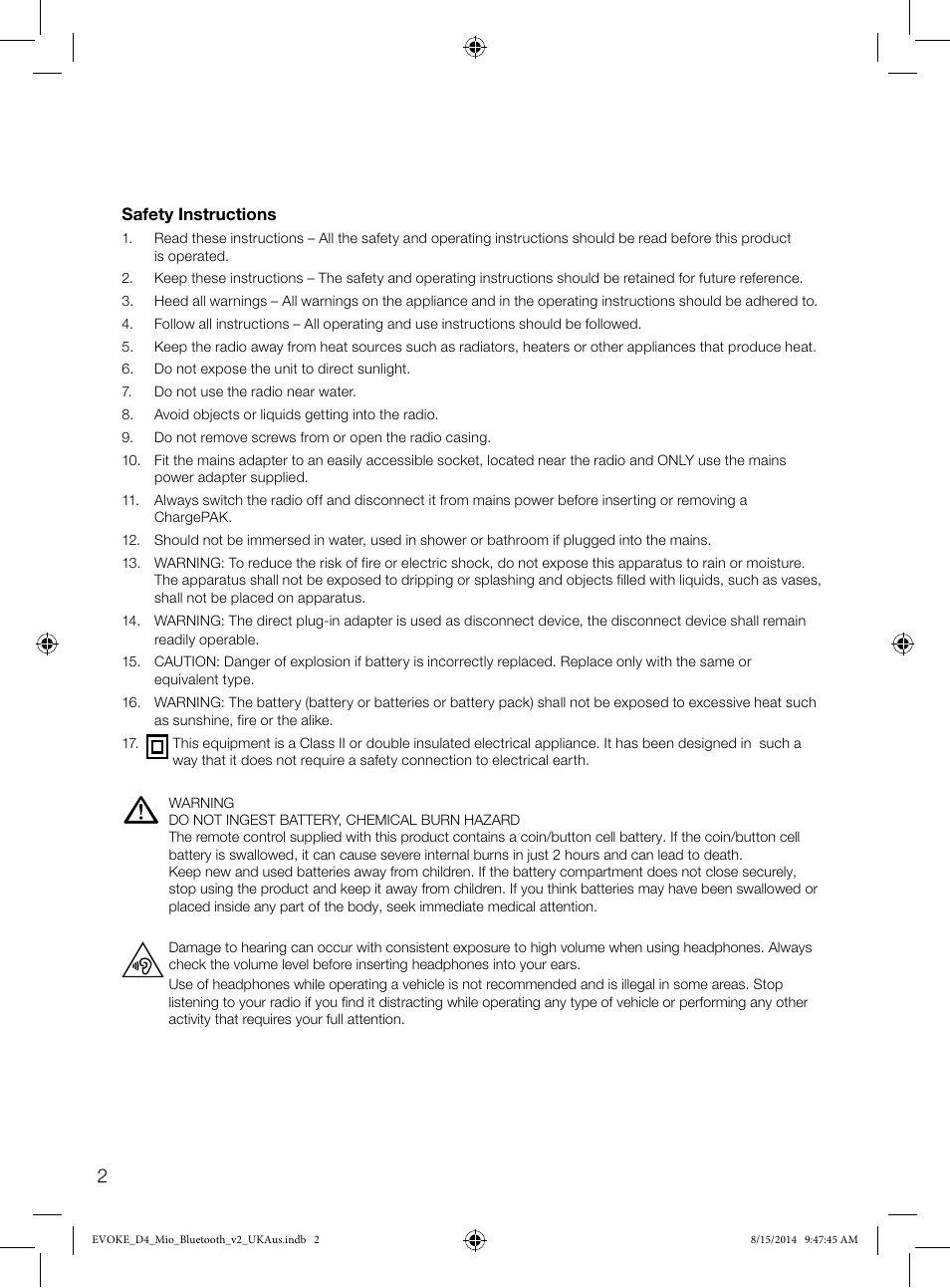Pure Evoke D4 Mio with Bluetooth User Manual | Page 4 / 28