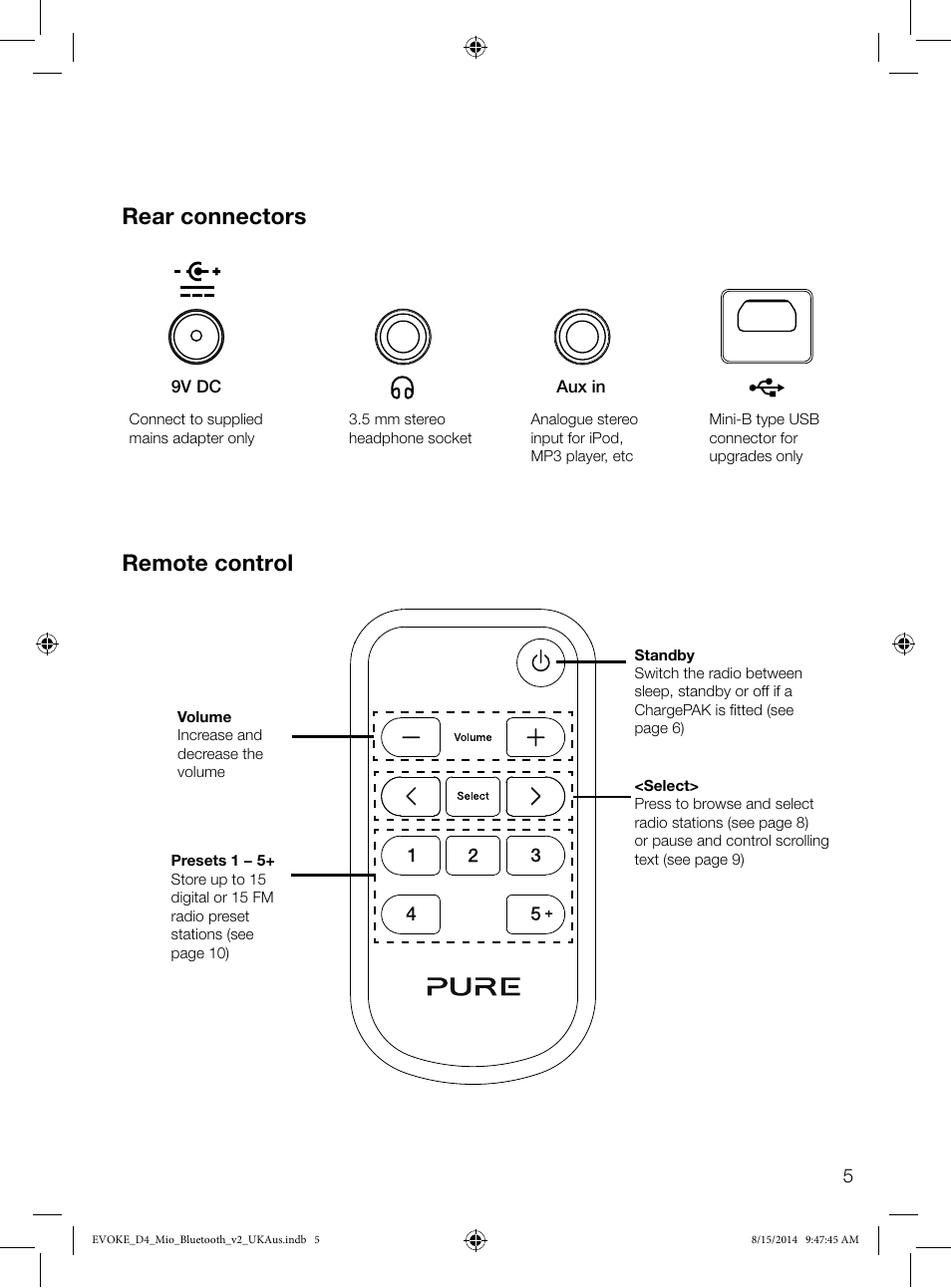 Evoke | Pure Evoke D4 Mio with Bluetooth User Manual | Page 7 / 28