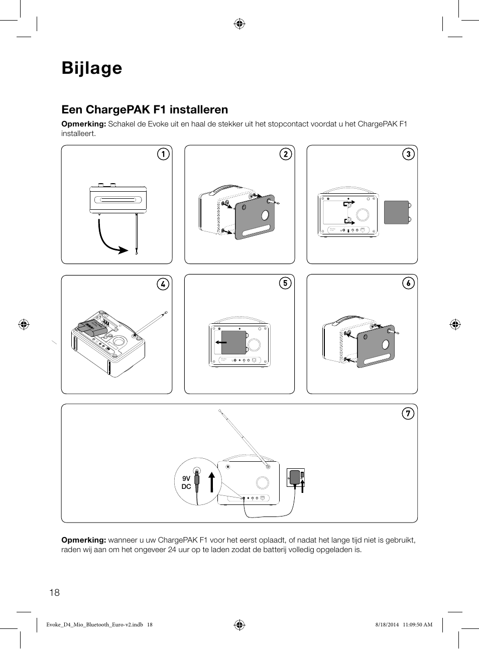 Bijlage, Een chargepak f1 installeren | Pure Evoke D4 Mio with Bluetooth User Manual | Page 108 / 116