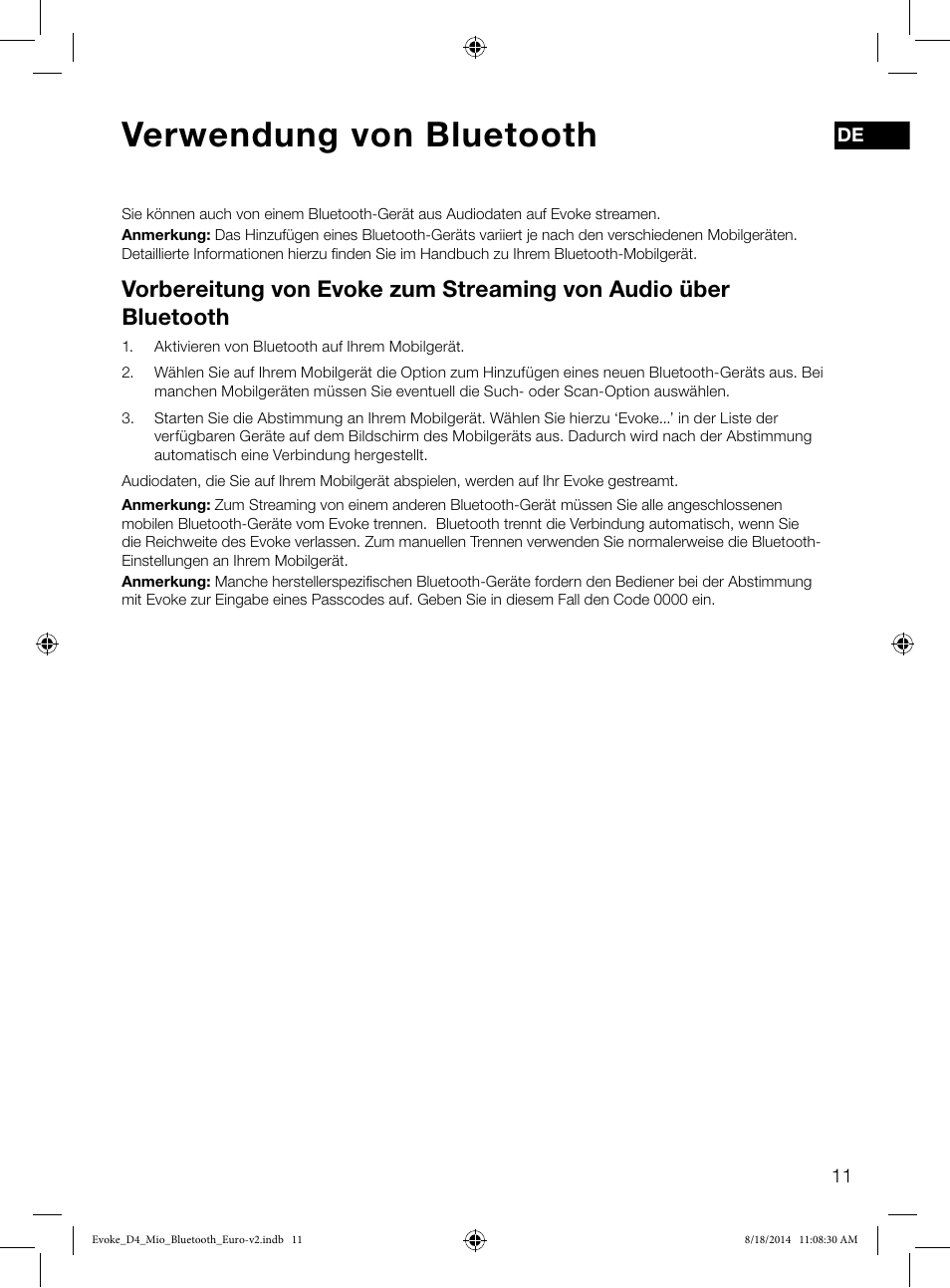 Verwendung von bluetooth | Pure Evoke D4 Mio with Bluetooth User Manual | Page 13 / 116