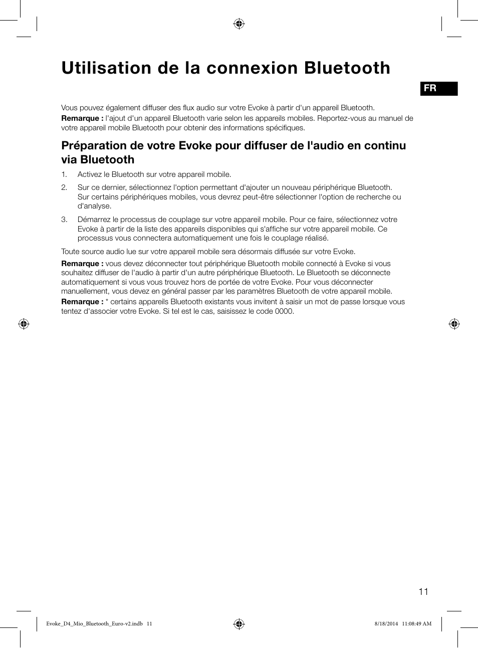 Utilisation de la connexion bluetooth | Pure Evoke D4 Mio with Bluetooth User Manual | Page 35 / 116
