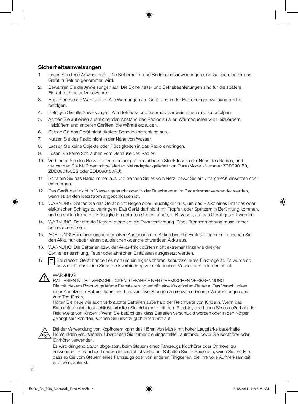Pure Evoke D4 Mio with Bluetooth User Manual | Page 4 / 116