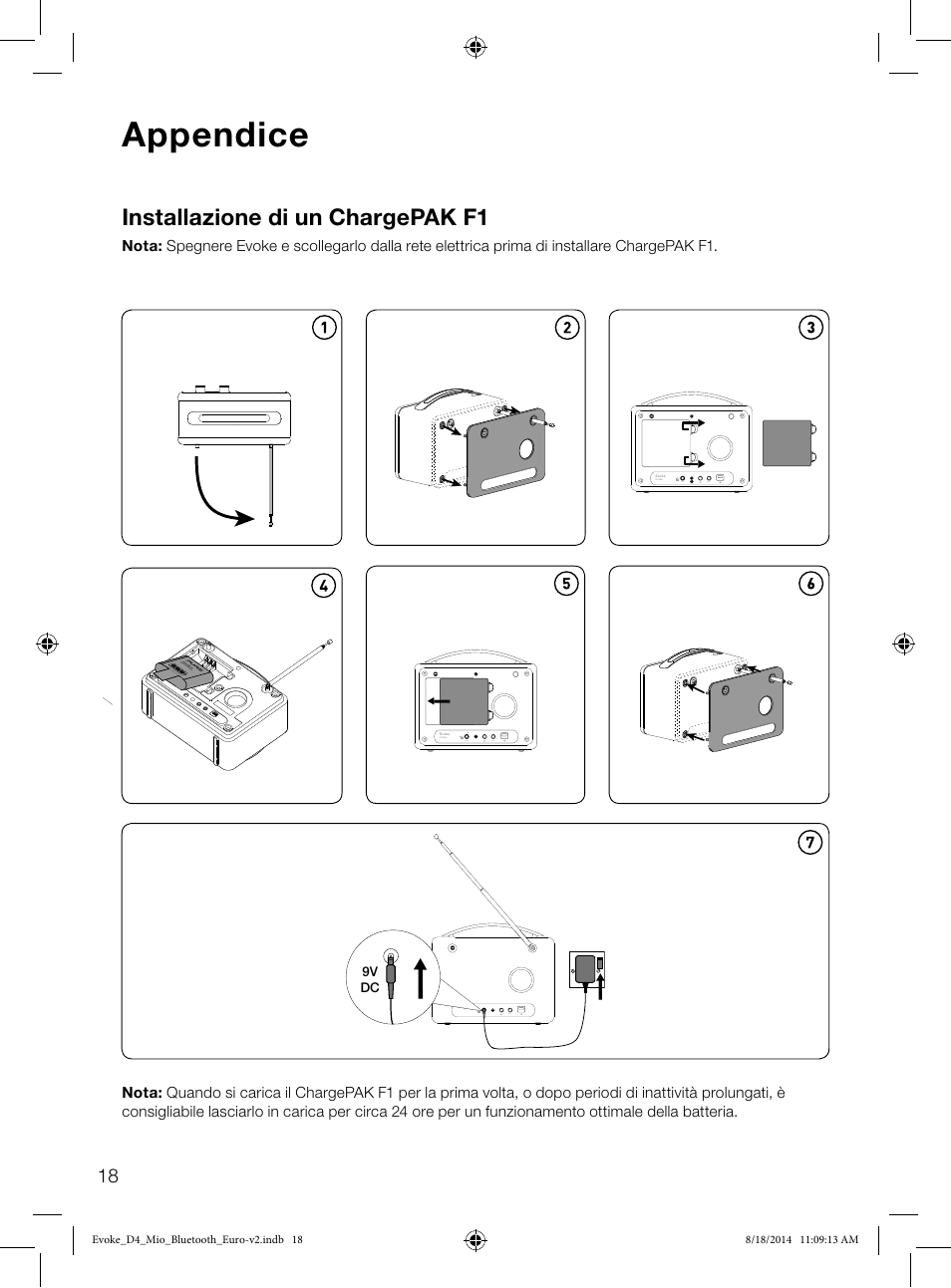 Appendice, Installazione di un chargepak f1 | Pure Evoke D4 Mio with Bluetooth User Manual | Page 64 / 116