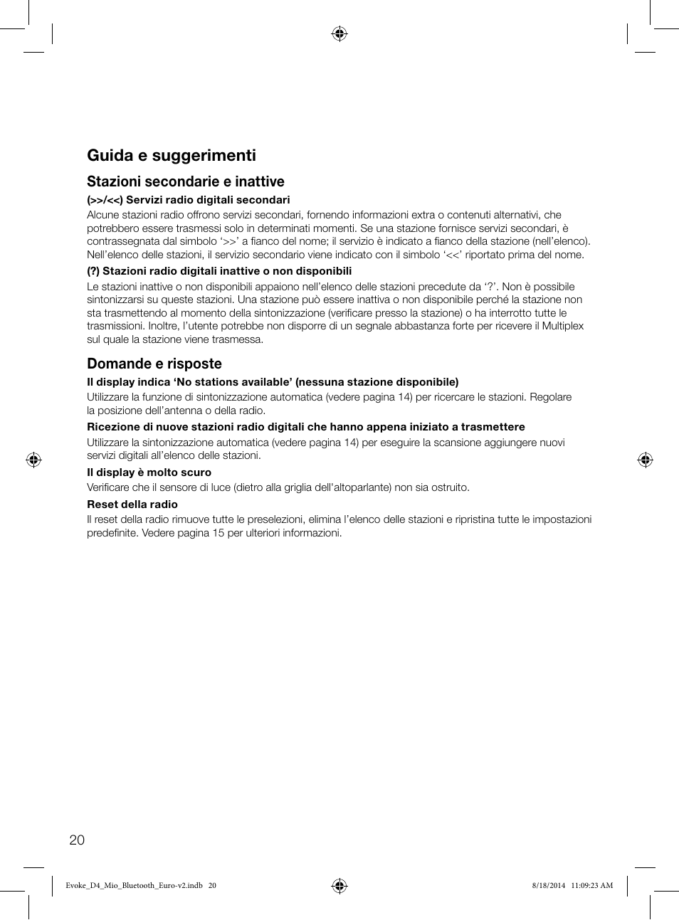 Guida e suggerimenti, Stazioni secondarie e inattive, Domande e risposte | Pure Evoke D4 Mio with Bluetooth User Manual | Page 66 / 116