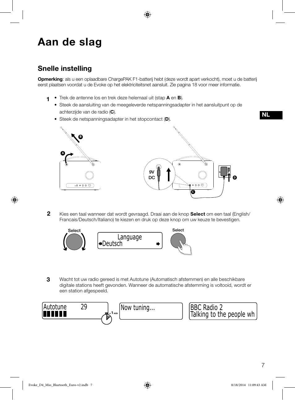 Aan de slag, Talking to the people wh bbc radio 2, Snelle instelling | Now tuning, Deutsch language, Autotune 29 | Pure Evoke D4 Mio with Bluetooth User Manual | Page 97 / 116