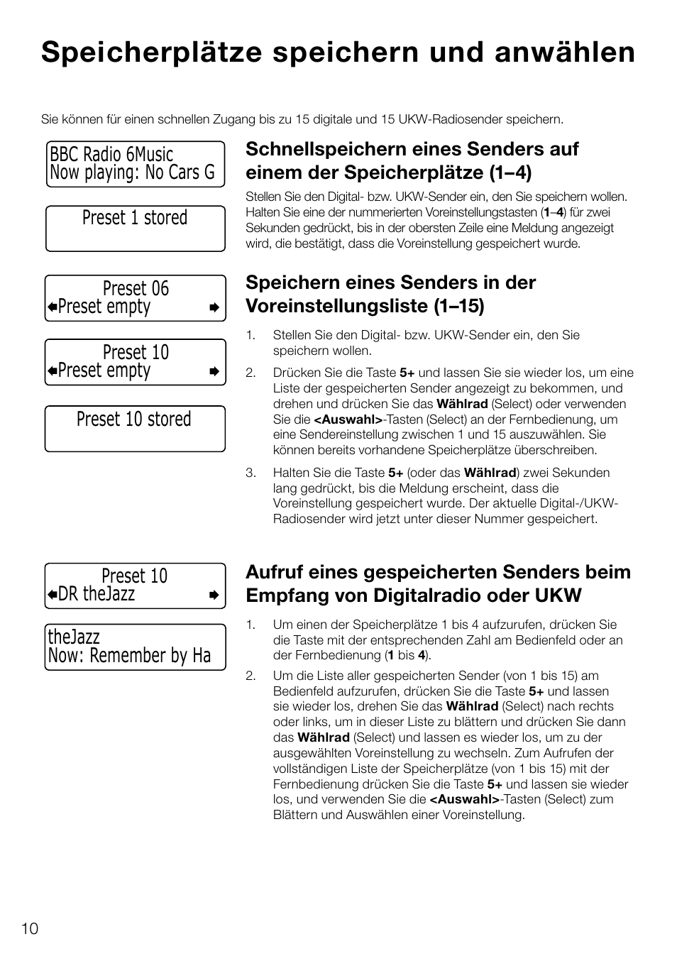 Speicherplätze speichern und anwählen | Pure Evoke D4 User Manual | Page 32 / 124