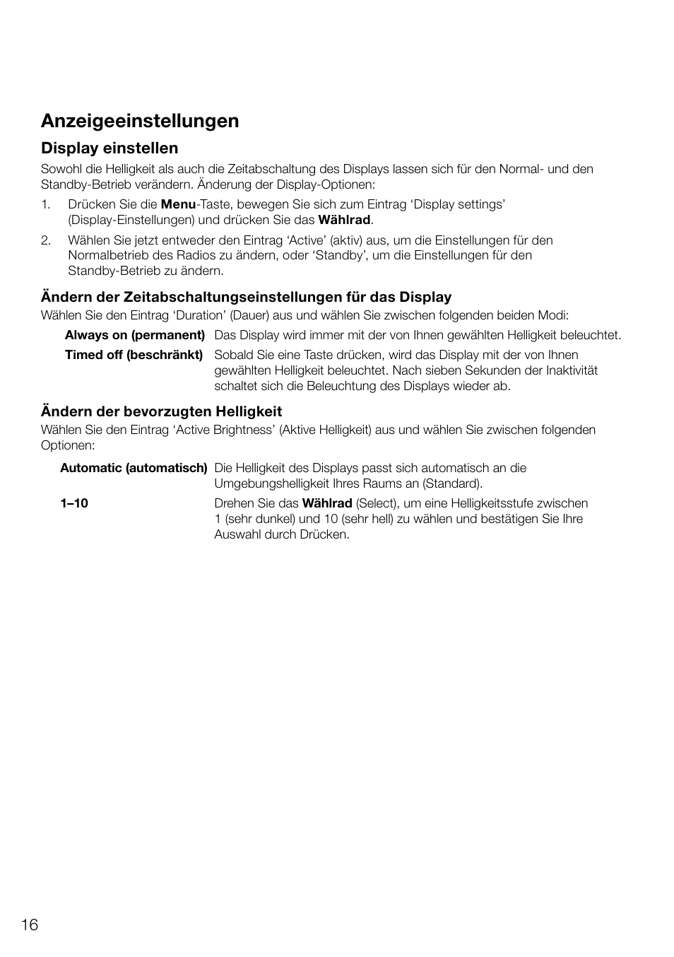 Anzeigeeinstellungen | Pure Evoke D4 User Manual | Page 38 / 124