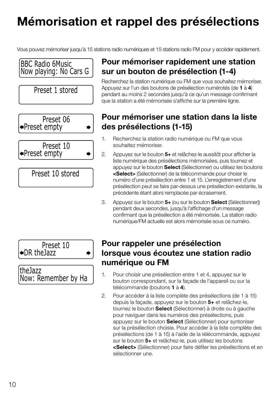 Mémorisation et rappel des présélections | Pure Evoke D4 User Manual | Page 52 / 124