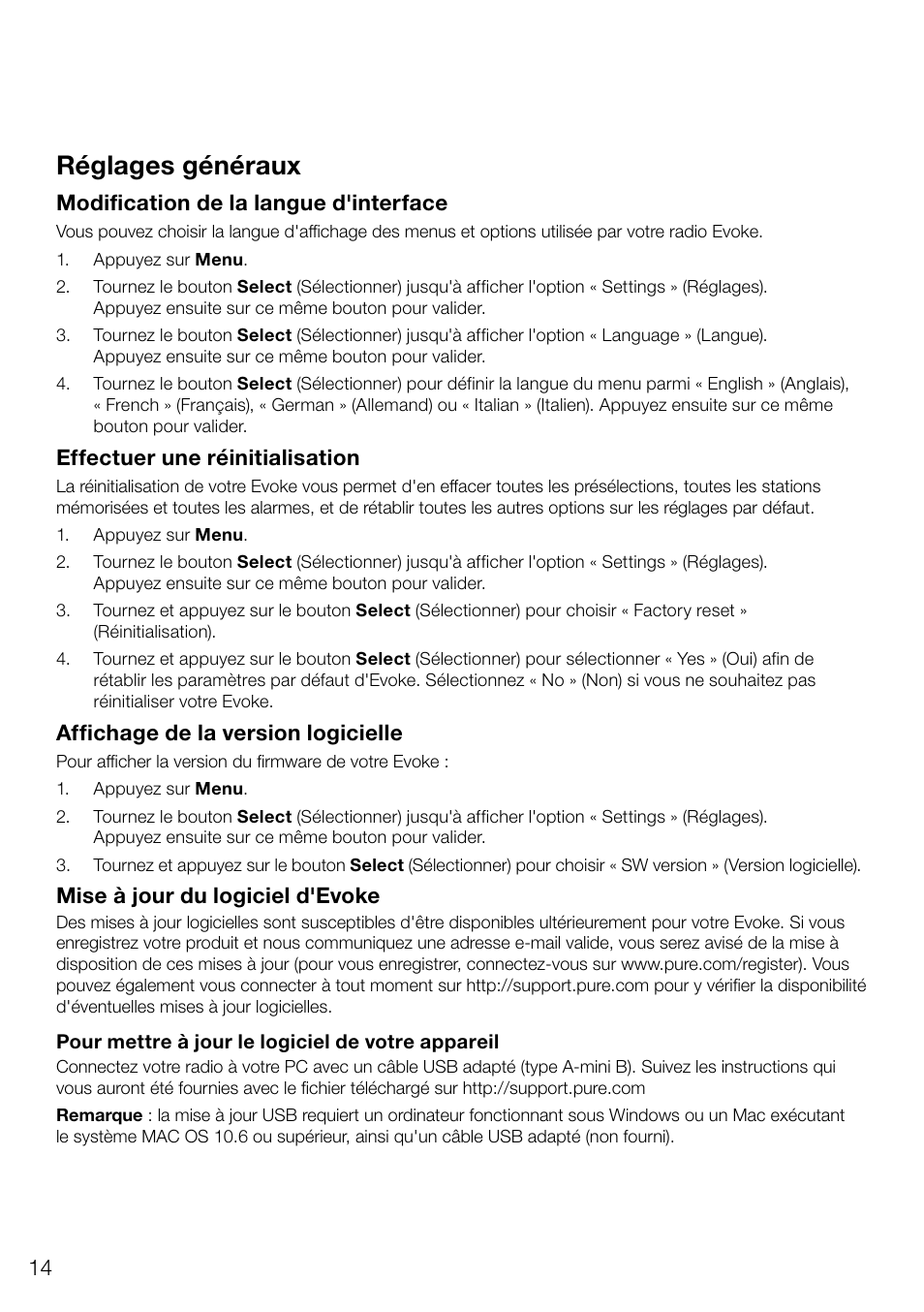 Réglages généraux | Pure Evoke D4 User Manual | Page 56 / 124