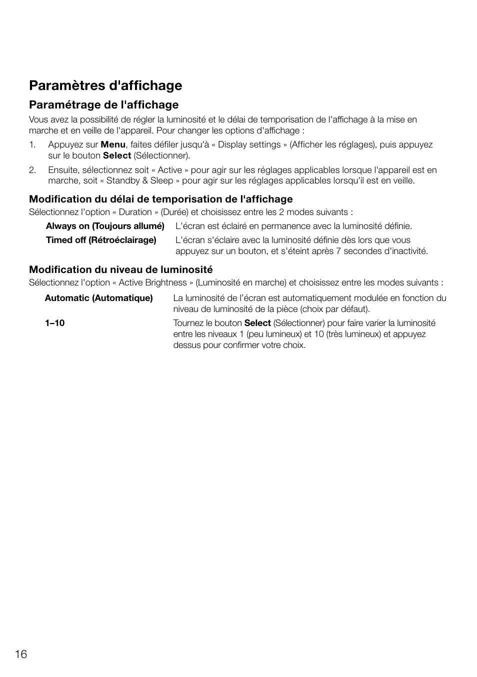 Paramètres d'affichage | Pure Evoke D4 User Manual | Page 58 / 124