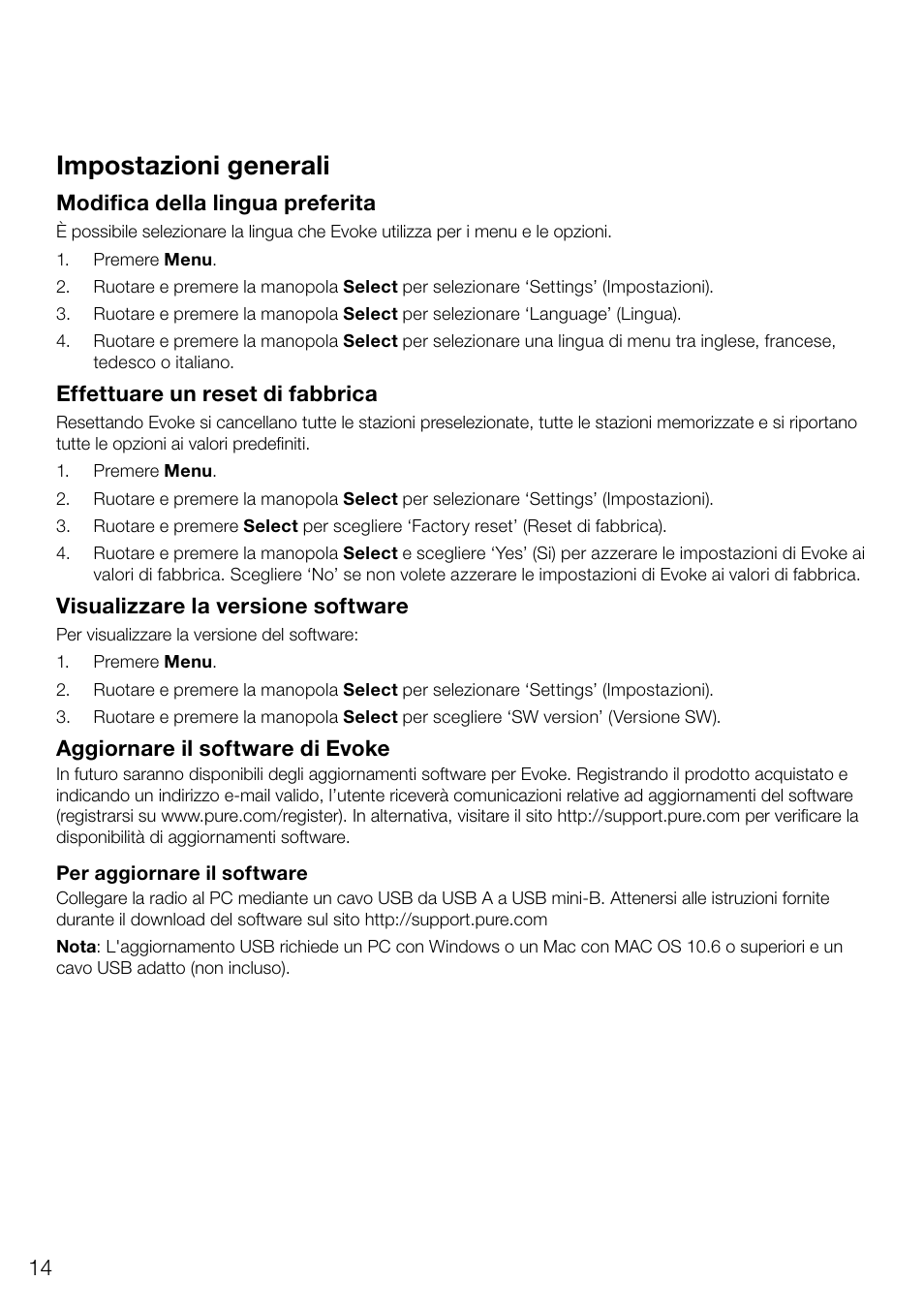 Impostazioni generali | Pure Evoke D4 User Manual | Page 76 / 124