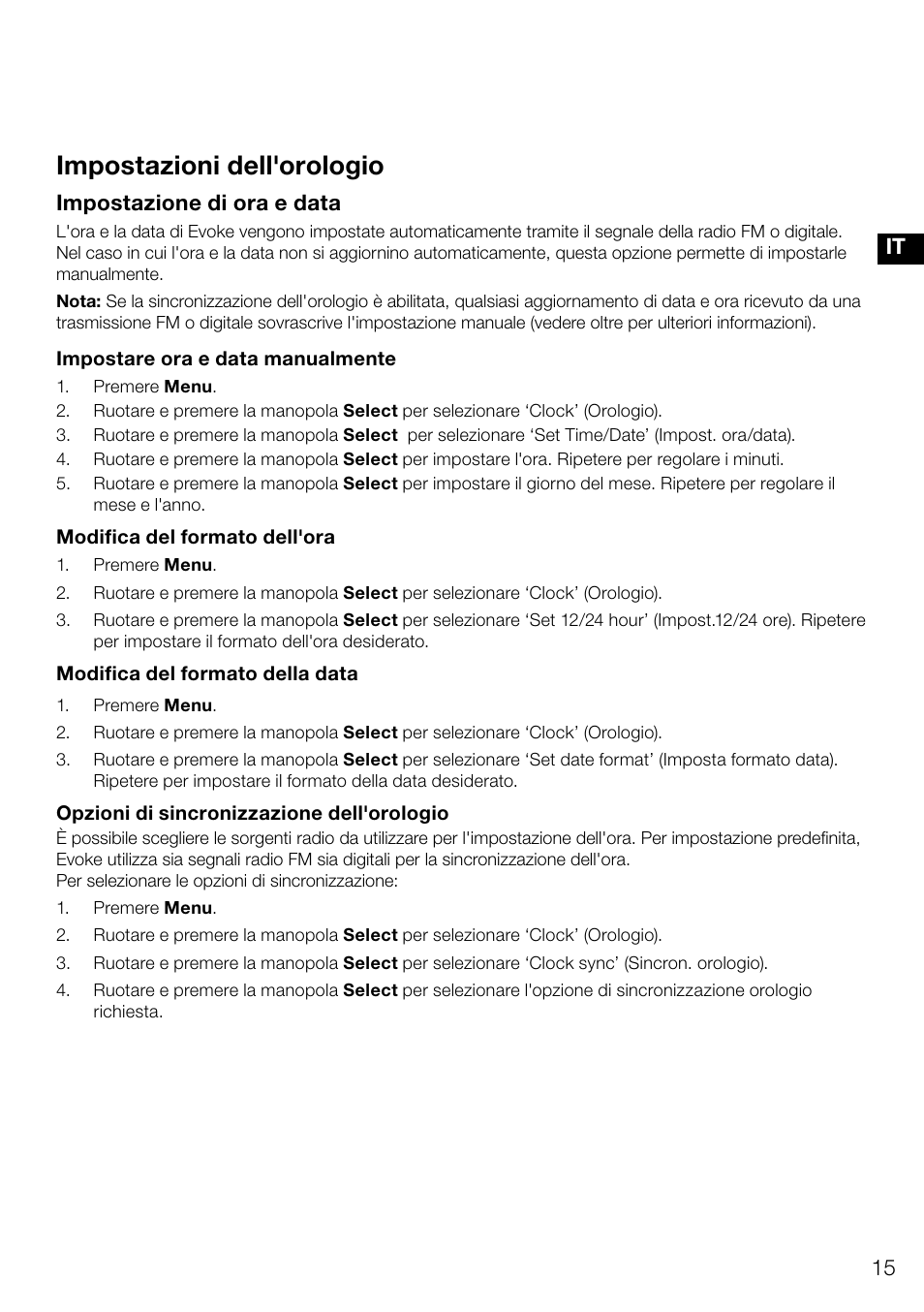 Impostazioni dell'orologio | Pure Evoke D4 User Manual | Page 77 / 124