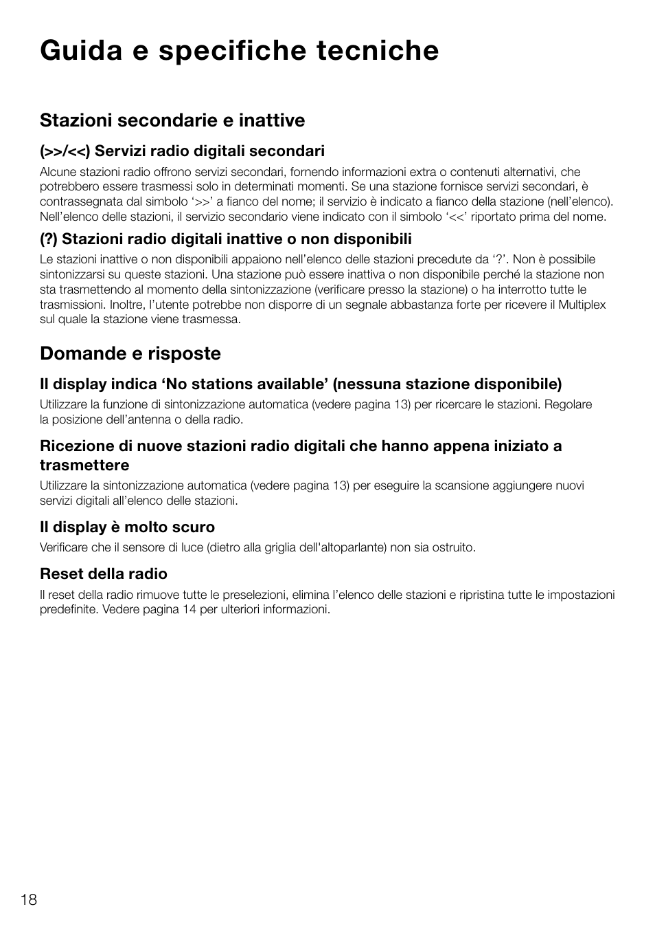 Guida e specifiche tecniche, Stazioni secondarie e inattive, Domande e risposte | Pure Evoke D4 User Manual | Page 80 / 124