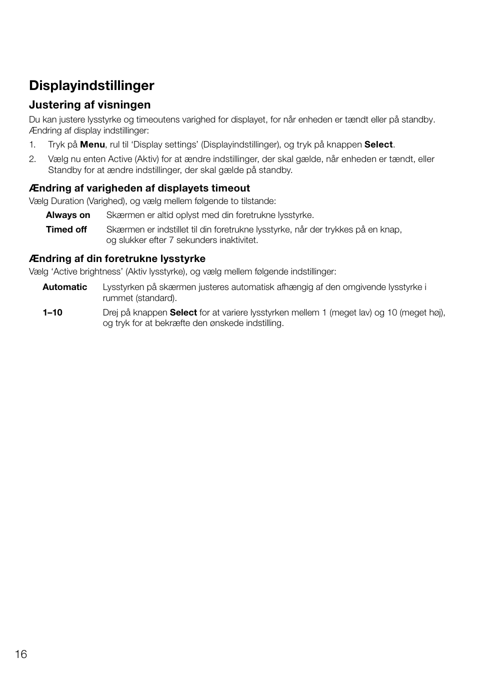 Displayindstillinger | Pure Evoke D4 User Manual | Page 98 / 124