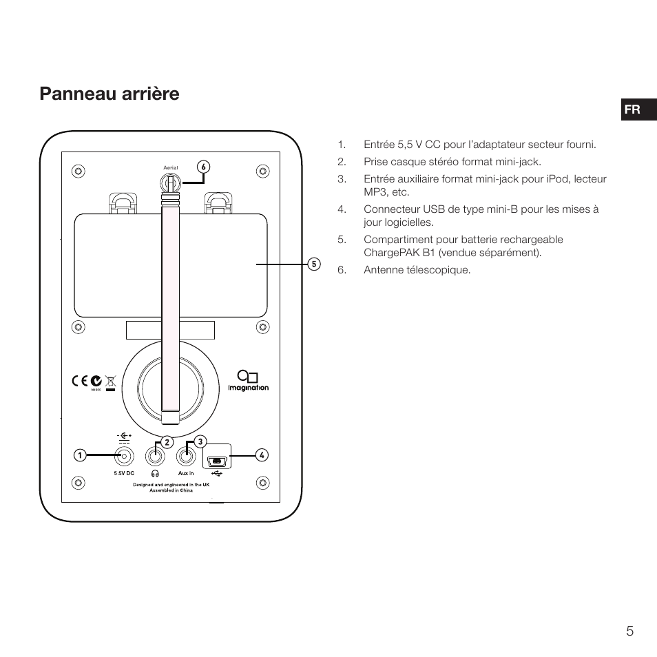 Panneau arrière | Pure Evoke D2 with Bluetooth User Manual | Page 43 / 96