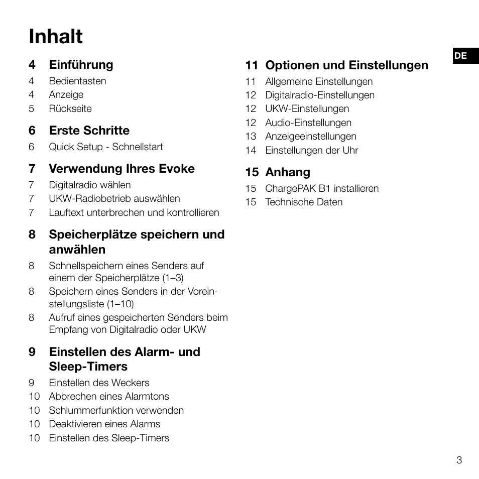Inhalt | Pure Evoke D2 User Manual | Page 21 / 104