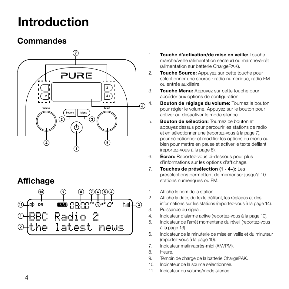 Introduction, The latest news bbc radio 2, Commandes | Affichage | Pure Evoke D2 User Manual | Page 38 / 104