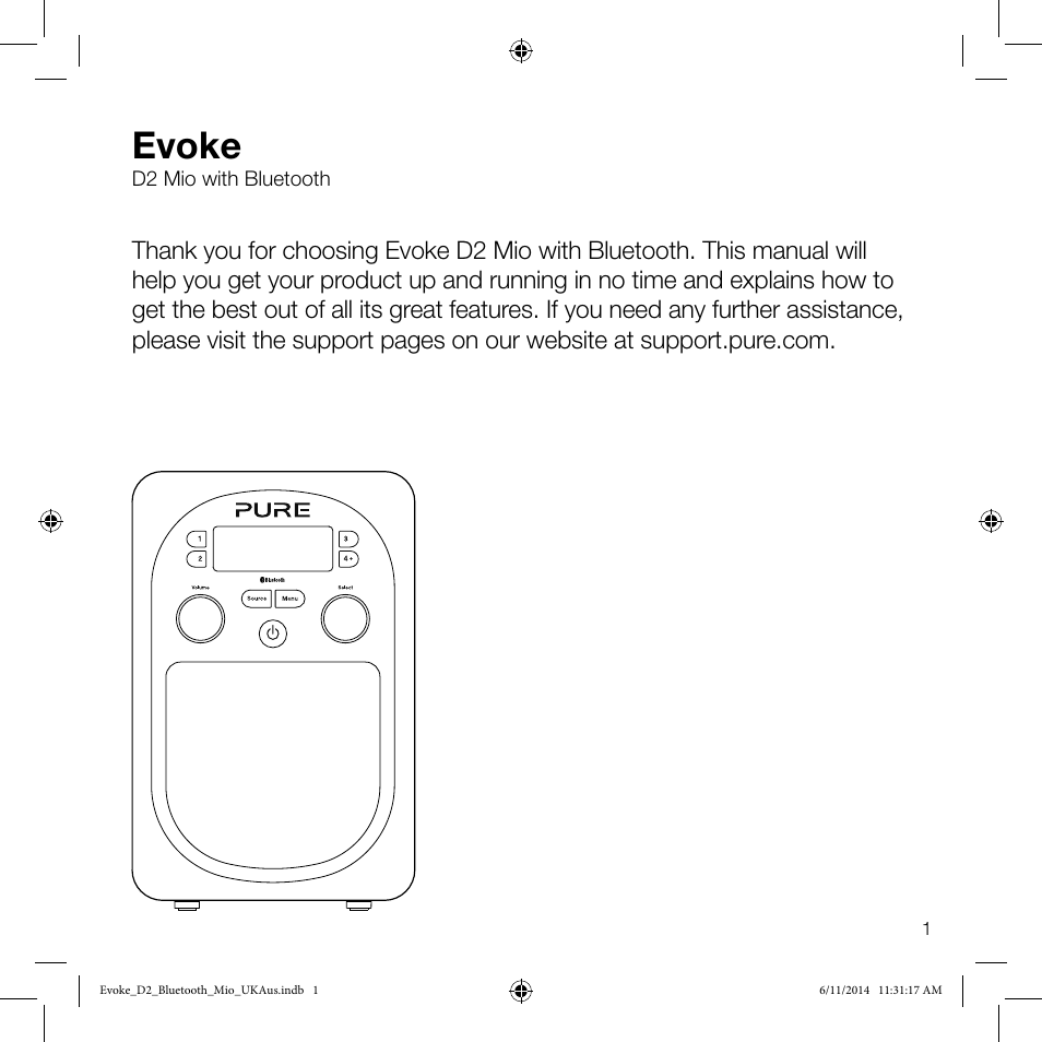 Evoke | Pure Evoke D2 Mio with Bluetooth User Manual | Page 3 / 24