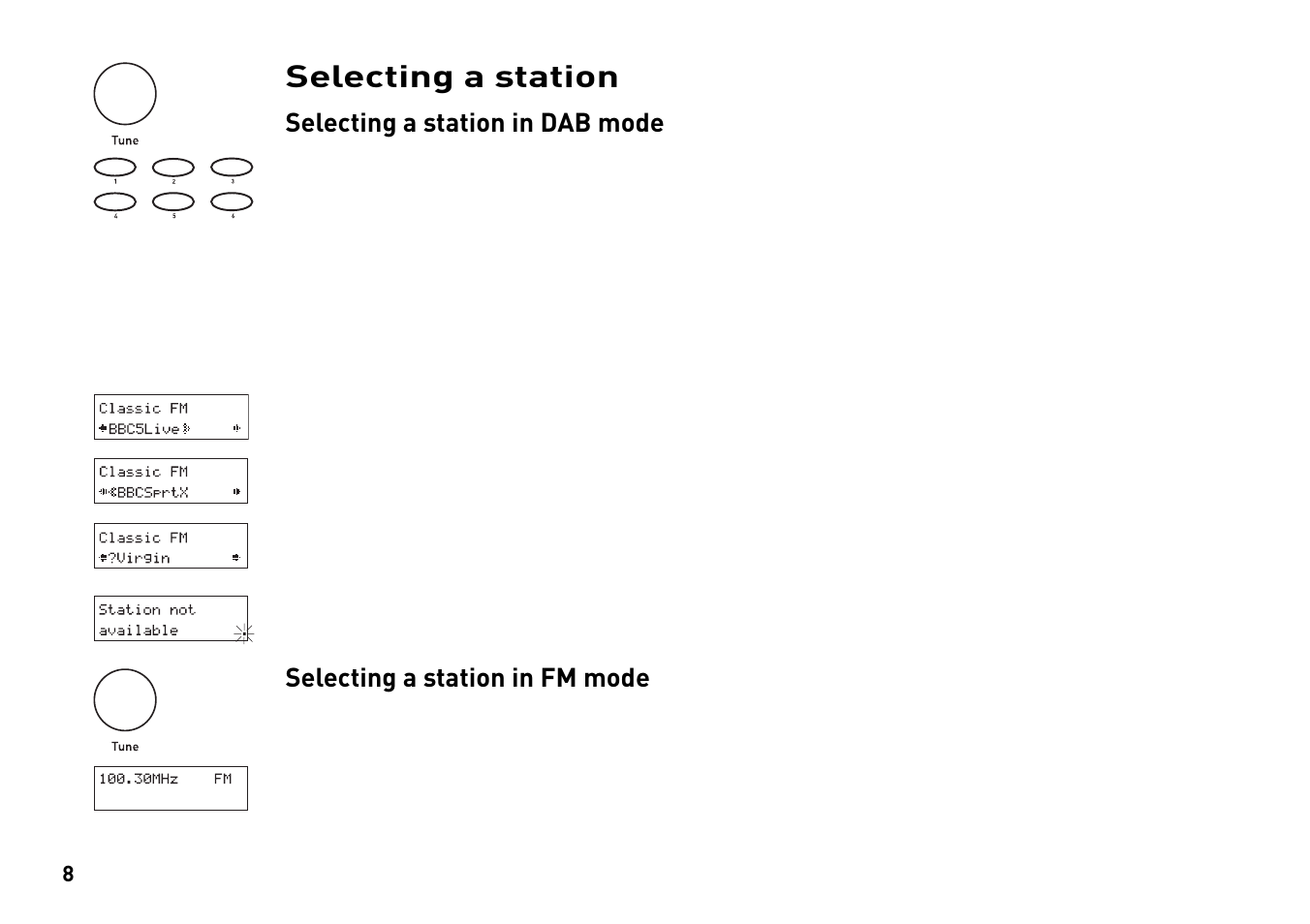 Selecting a station | Pure Evoke-2 User Manual | Page 11 / 24
