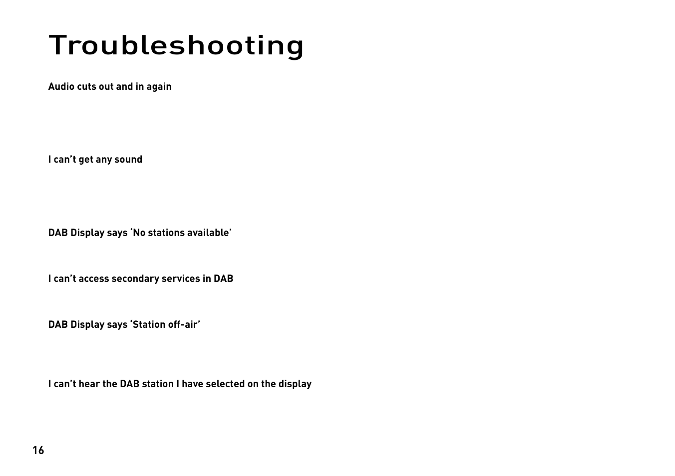 Troubleshooting | Pure Evoke-2 User Manual | Page 19 / 24