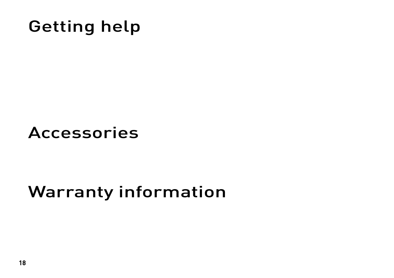 Getting help, Accessories, Warranty information | Pure Evoke-2 User Manual | Page 21 / 24