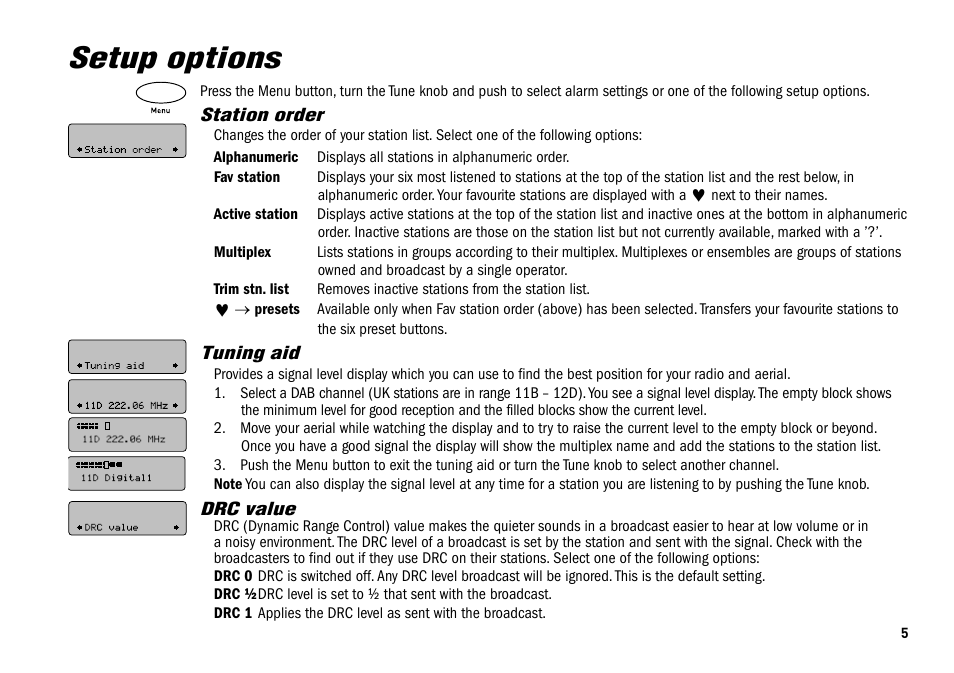 Setup options | Pure Evoke-1XT Marshall Edition User Manual | Page 5 / 8