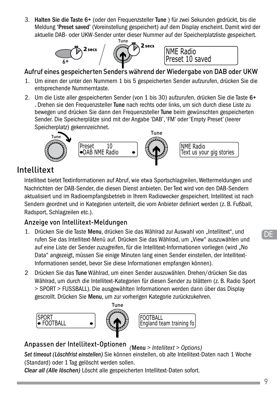 Intellitext, Preset 10 saved nme radio | Pure Evoke-1S Marshall User Manual | Page 25 / 88