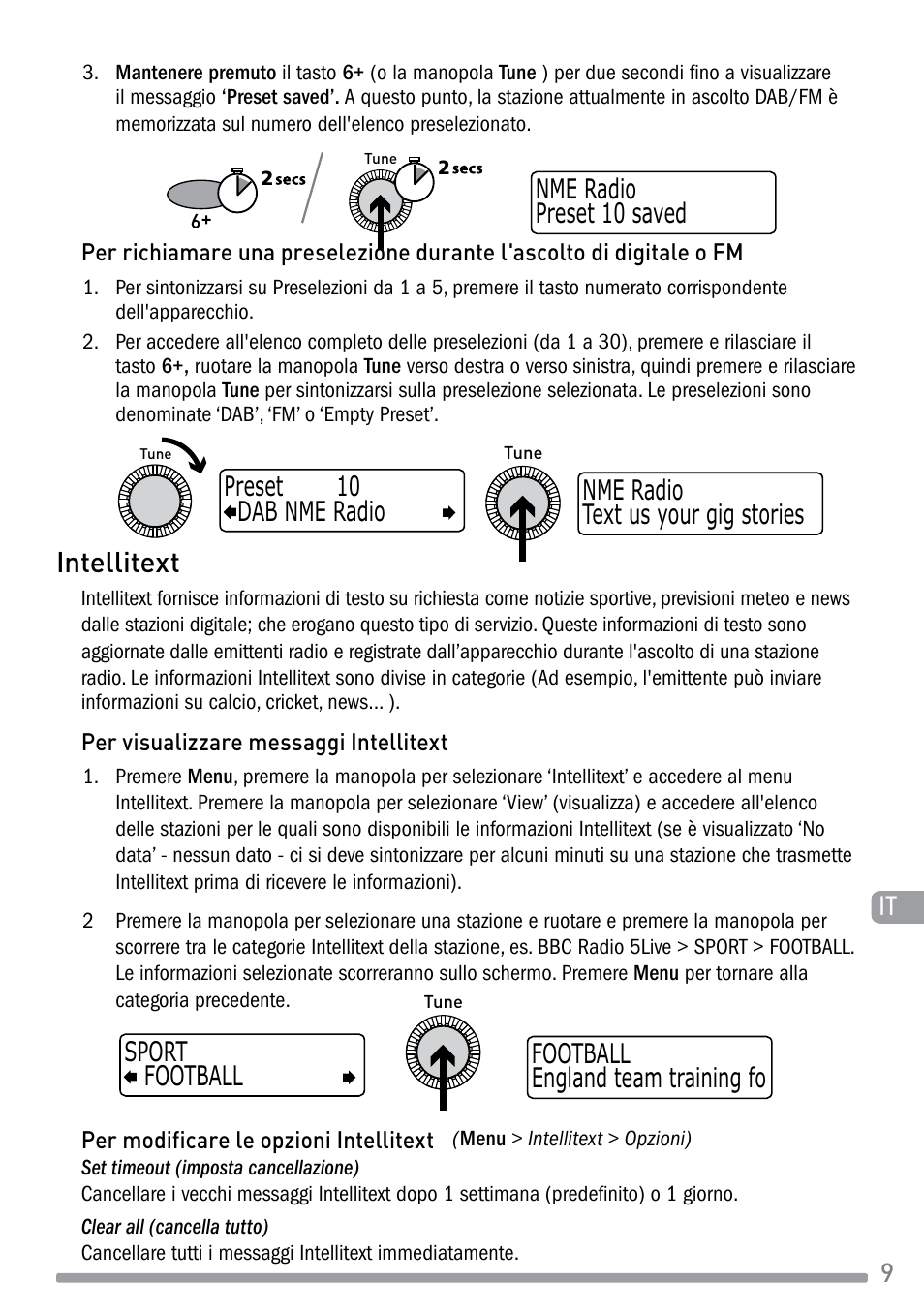 Intellitext, Football sport, Dab nme radio preset 10 | England team training fo football | Pure Evoke-1S Marshall User Manual | Page 53 / 88