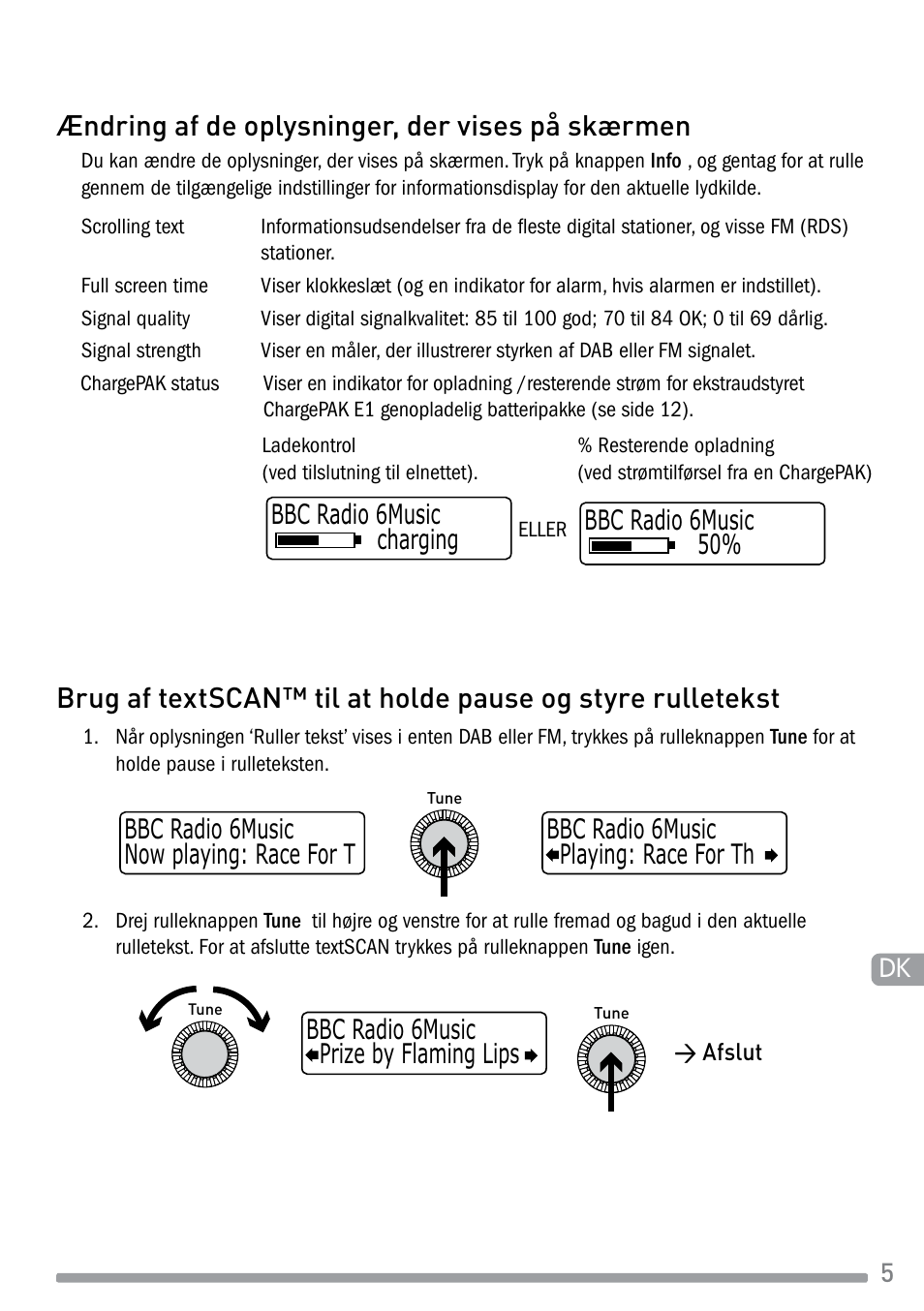 Ændring af de oplysninger, der vises på skærmen, Bbc radio 6music charging bbc radio 6music 50 | Pure Evoke-1S Marshall User Manual | Page 63 / 88