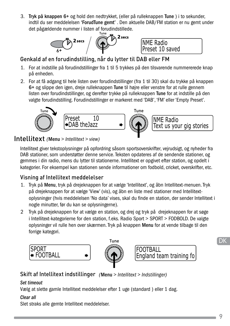 Intellitext, Football sport, Dab thejazz preset 10 preset 10 saved nme radio | Text us your gig stories nme radio, England team training fo football | Pure Evoke-1S Marshall User Manual | Page 67 / 88
