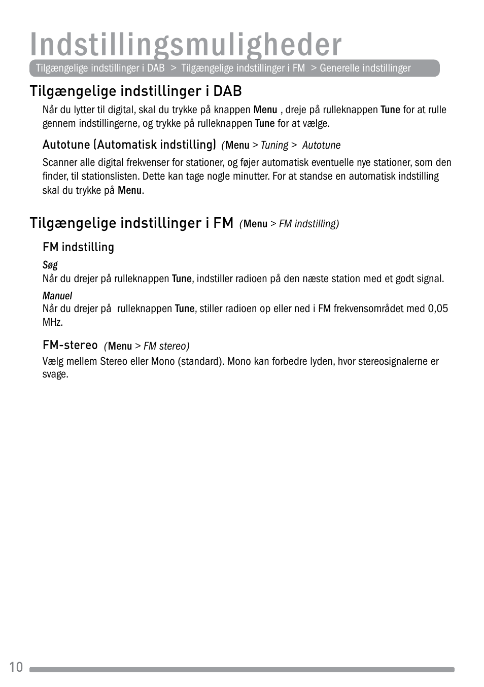 Indstillingsmuligheder | Pure Evoke-1S Marshall User Manual | Page 68 / 88