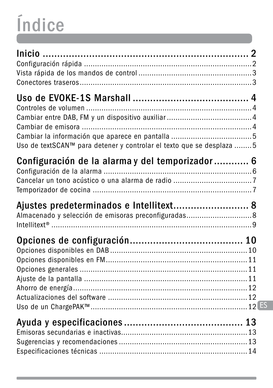 Índice | Pure Evoke-1S Marshall User Manual | Page 73 / 88