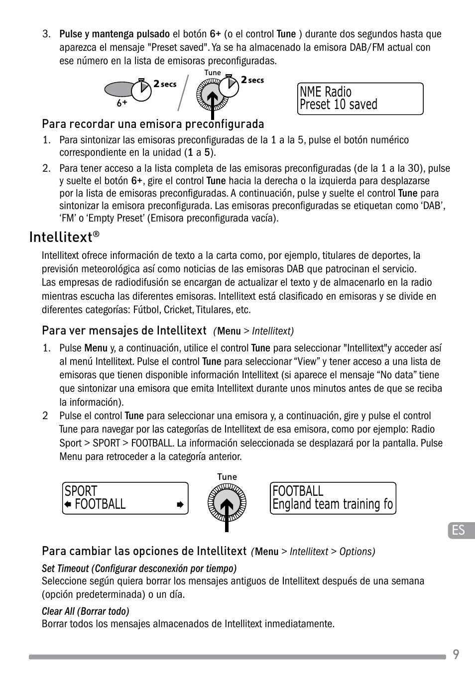 Intellitext, Football sport, Preset 10 saved nme radio | England team training fo football | Pure Evoke-1S Marshall User Manual | Page 81 / 88