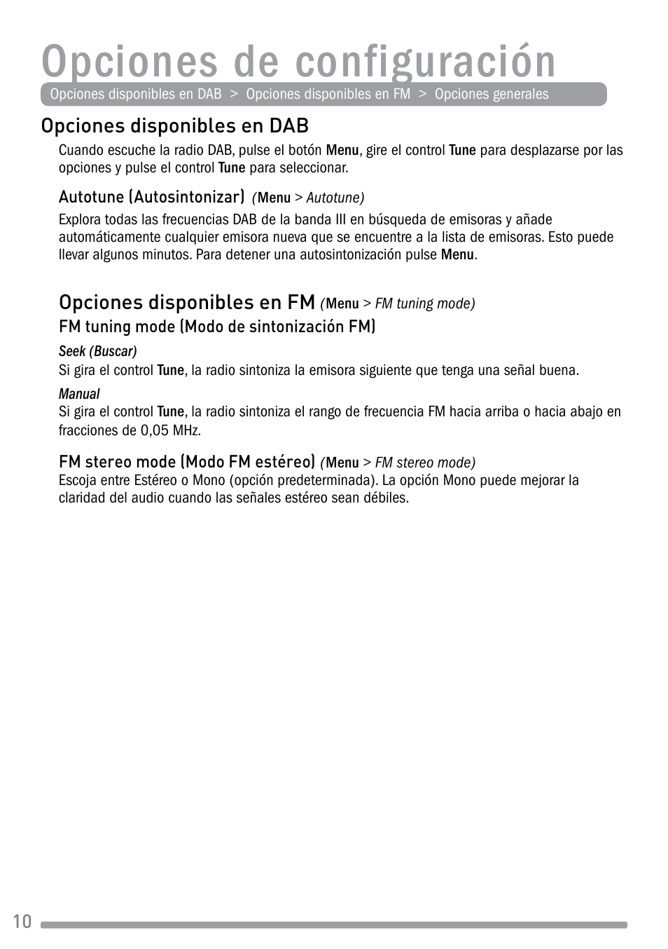 Opciones de configuración | Pure Evoke-1S Marshall User Manual | Page 82 / 88